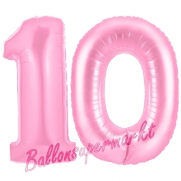 Zahl 10 Rosa, Luftballons aus Folie zum 10. Geburtstag, 100 cm, inklusive Helium