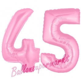 Zahl 45 Rosa, Luftballons aus Folie zum 45. Geburtstag, 100 cm, inklusive Helium