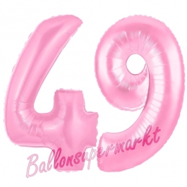 Zahl 49 Rosa, Luftballons aus Folie zum 49. Geburtstag, 100 cm, inklusive Helium