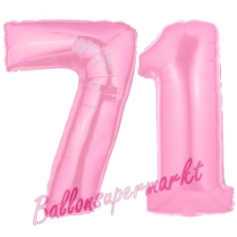 Zahl 71 Rosa, Luftballons aus Folie zum 71. Geburtstag, 100 cm, inklusive Helium