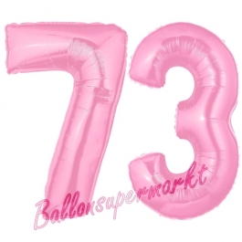 Zahl 73 Rosa, Luftballons aus Folie zum 73. Geburtstag, 100 cm, inklusive Helium