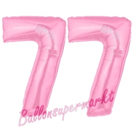 Zahl 77 Rosa Luftballons aus Folie zum 77. Geburtstag, 100 cm, inklusive Helium