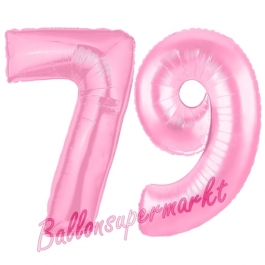 Zahl 79 Rosa Luftballons aus Folie zum 79. Geburtstag, 100 cm, inklusive Helium