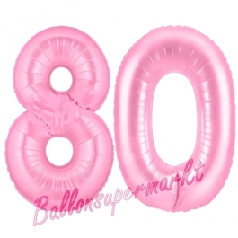 Zahl 80 Rosa, Luftballons aus Folie zum 80. Geburtstag, 100 cm, inklusive Helium