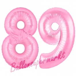 Zahl 89 Rosa, Luftballons aus Folie zum 89. Geburtstag, 100 cm, inklusive Helium