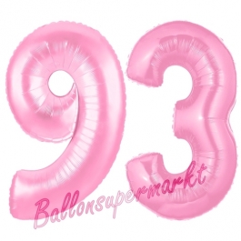 Zahl 93 Rosa, Luftballons aus Folie zum 93. Geburtstag, 100 cm, inklusive Helium