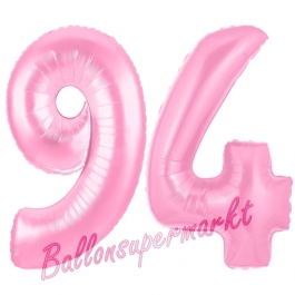 Zahl 94 Rosa, Luftballons aus Folie zum 94. Geburtstag, 100 cm, inklusive Helium