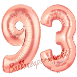 Zahl 93 Rosegold Luftballons aus Folie zum 93. Geburtstag, 100 cm, inklusive Helium