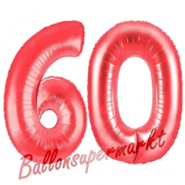 Zahl 60, Rot, Luftballons aus Folie zum 60. Geburtstag