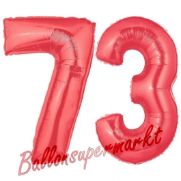 Zahl 73 Rot, Luftballons aus Folie zum 73. Geburtstag, 100 cm, inklusive Helium