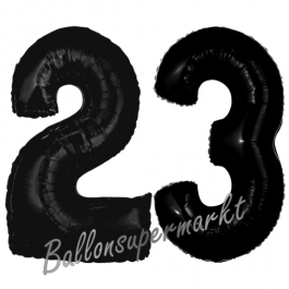 Zahl 23 Schwarz, Luftballons aus Folie zum 23. Geburtstag, 100 cm, inklusive Helium