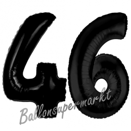 Zahl 46 Schwarz, Luftballons aus Folie zum 46. Geburtstag, 100 cm, inklusive Helium