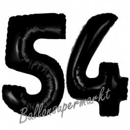Zahl 54 Schwarz, Luftballons aus Folie zum 54. Geburtstag, 100 cm, inklusive Helium