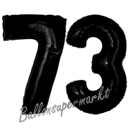 Zahl 73 Schwarz, Luftballons aus Folie zum 73. Geburtstag, 100 cm, inklusive Helium