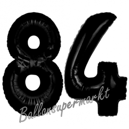 Zahl 84 Schwarz Luftballons aus Folie zum 84. Geburtstag, 100 cm, inklusive Helium