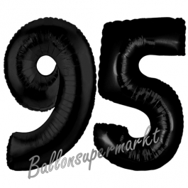 Zahl 95, Schwarz Luftballons aus Folie zum 95. Geburtstag, 100 cm, inklusive Helium