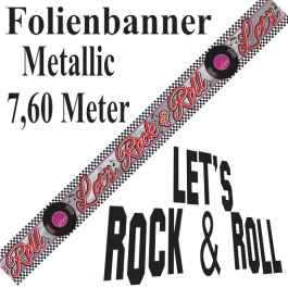 Folien-Banner 50er Jahre Party, Let's Rock & Roll, Partydekoration