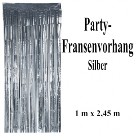 Silvesterdekoration und Partydekoration, silberner Fransenvorhang