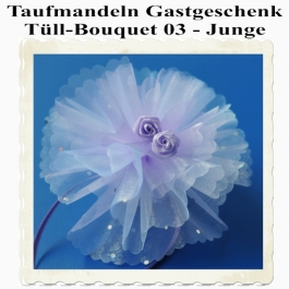 Gastgeschenk zu Taufe, Geburt und Baby Party, Taufmandeln im Tüll-Bouquet-Beutel, 03, Junge