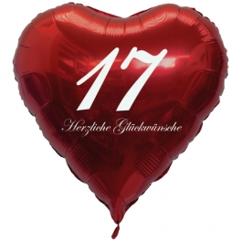 Roter Herzluftballon zum 17. Geburtstag, 61 cm