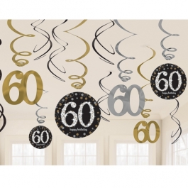 Dekoration zum 60. Geburtstag, Zahlenwirbler Sparkling Celebration