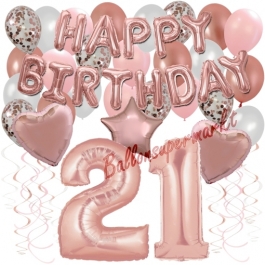 Dekorations-Set mit Ballons zum 21. Geburtstag, Happy Birthday Dream, 42 Teile