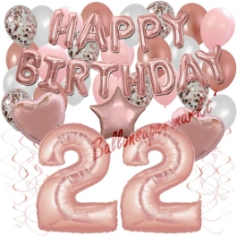 Dekorations-Set mit Ballons zum 22. Geburtstag, Happy Birthday Dream, 42 Teile