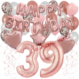 Dekorations-Set mit Ballons zum 39. Geburtstag, Happy Birthday Dream, 42 Teile