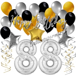 88. Geburtstag Dekorations-Set mit Ballons Happy Birthday Glamour, 34 Teile