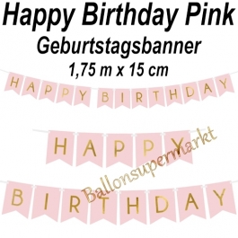 Geburtstagsbanner Happy Birthday Pink
