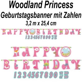 Kindergeburtstagsbanner Woodland Princess mit Zahlen