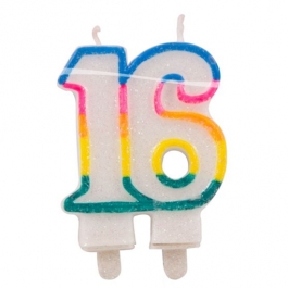 Geburtstagskerze Zahl 16 zum 16. Geburtstag