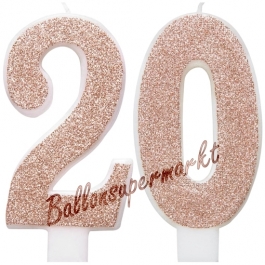 Kerzen Roségold Glitter Zahl 20