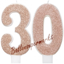 Kerzen Roségold Glitter Zahl 30