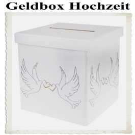 Geldbox Weiß, Gelddose zur Hochzeit, Hochzeitstauben