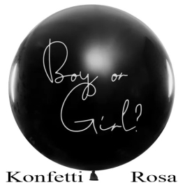 Gender Reveal Luftballon Boy or Girl mit Konfetti in Rosa