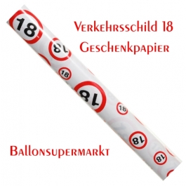 Geschenkpapier Verkehrsschild 18 zum 18. Geburtstag