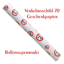 Geschenkpapier Verkehrsschild 70 zum 70. Geburtstag