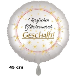 Herzlichen Glückwunsch - Geschafft! Weißer Luftballon 45 cm rund