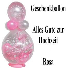 Geschenkballon zur Hochzeit, Alles Gute zur Hochzeit, Luftballons in Weiß und Rosa