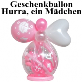 Geschenkballon zu Geburt und Taufe, Hurra, ein Mädchen