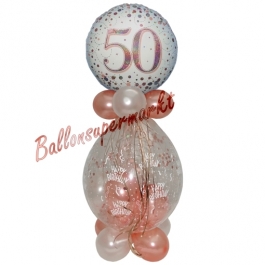 Geschenkballon Sparkling Fizz Rosegold 50 zum 50. Geburtstag