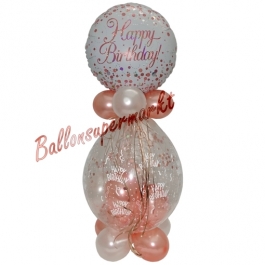 Geschenkballon Sparkling Fizz Rosegold Happy Birthday zum Geburtstag