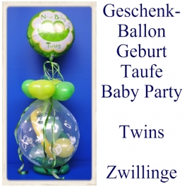 Geschenkballon-Taufe-Geburt-Baby-Party-Twins-Zwillinge