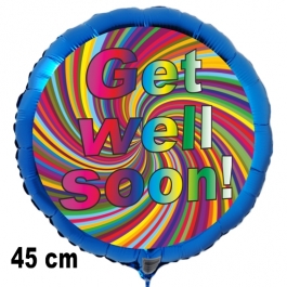 Get well soon! Luftballon, rainbow spiral, aus Folie, 45 cm, mit Ballongas