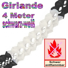 Girlande schwarz-weiß, 4 Meter