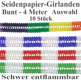 Girlanden 4 Meter, Seidenpapier, Auswahl, 10 Stück