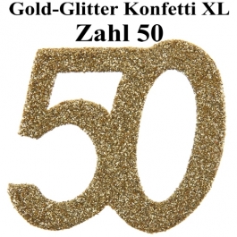 Konfetti XL Tischdekoration Zahl 50, Gold-Glitzer