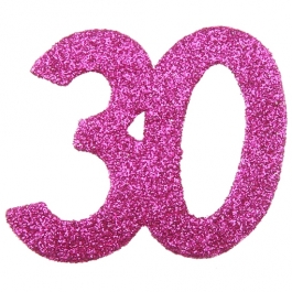 Zahlendekoration Glitter-Konfetti, Zahl 30, Pink