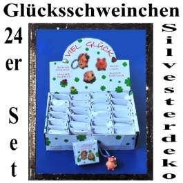 Glücksschweinchen in Geschenktütchen, Silvesterdeko Glücksbringer